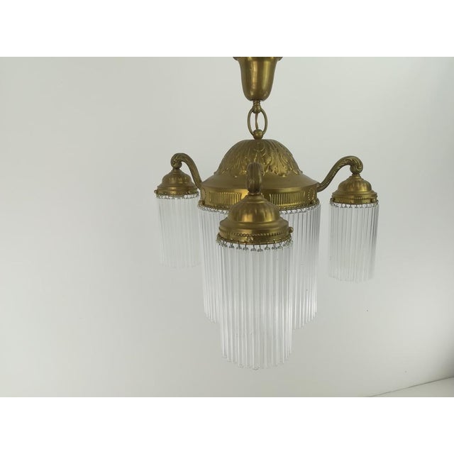 Viennese 3-Armed Chandelier with Glass Rods For Sale - Image 9 of 11