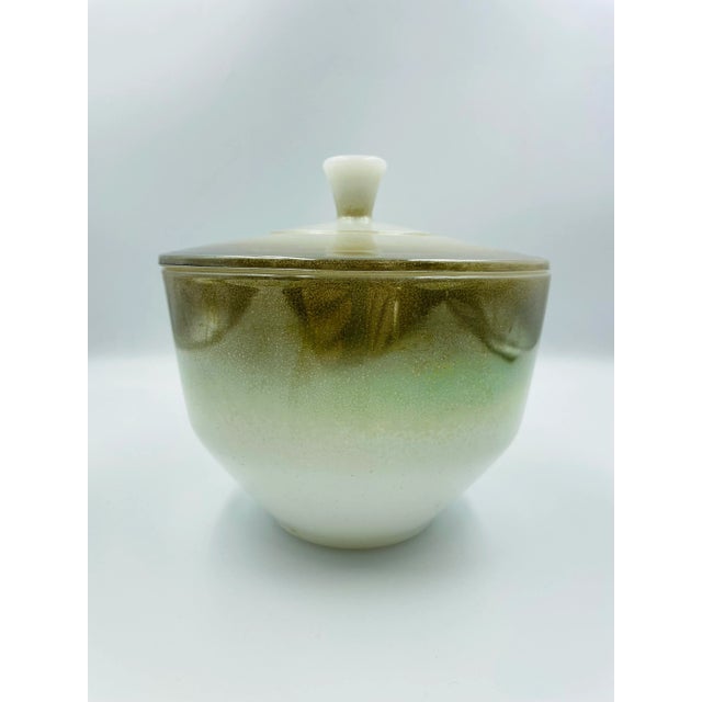 Mid-Century Iridescent Green & Copper Federal Glass Decorative Jar/Urn For Sale - Image 11 of 11