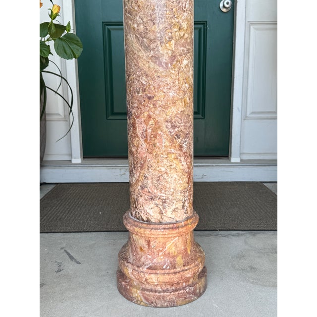 1980s Fine Pink Italian Marble 40" Neoclassical Pedestal Column Ft. Breccia-Style Veining For Sale - Image 12 of 18