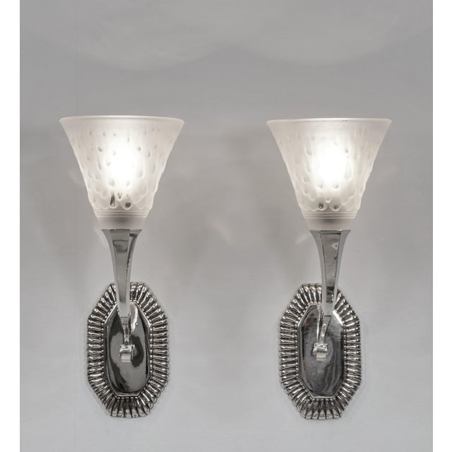 Muller Frères French Art Deco Wall Sconces by Capon & Muller Freres 1930 France - A Pair For Sale - Image 4 of 12