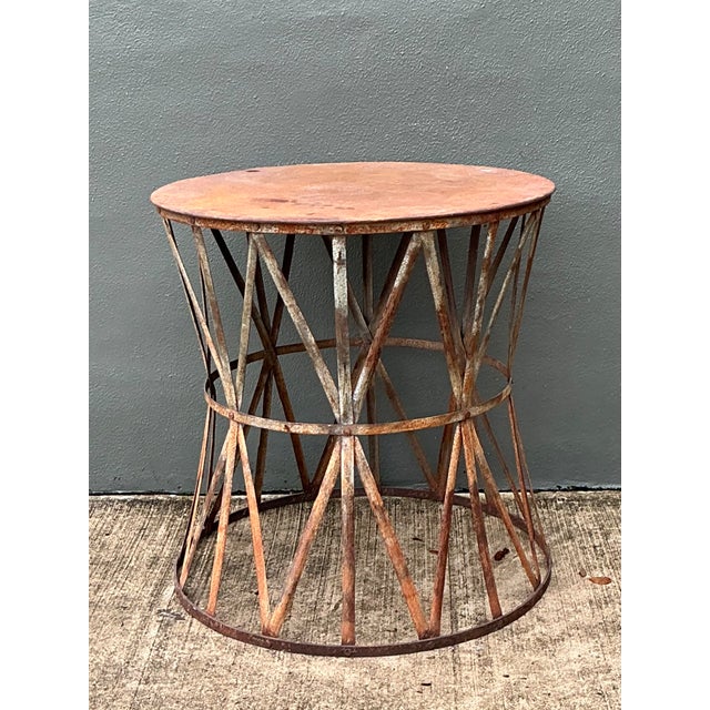 Metal Vintage Patinated Metal Table Pedestal For Sale - Image 7 of 12