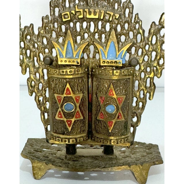 Traditional Mid 20th Century Israeli Brass Candleholder For Sale - Image 3 of 6