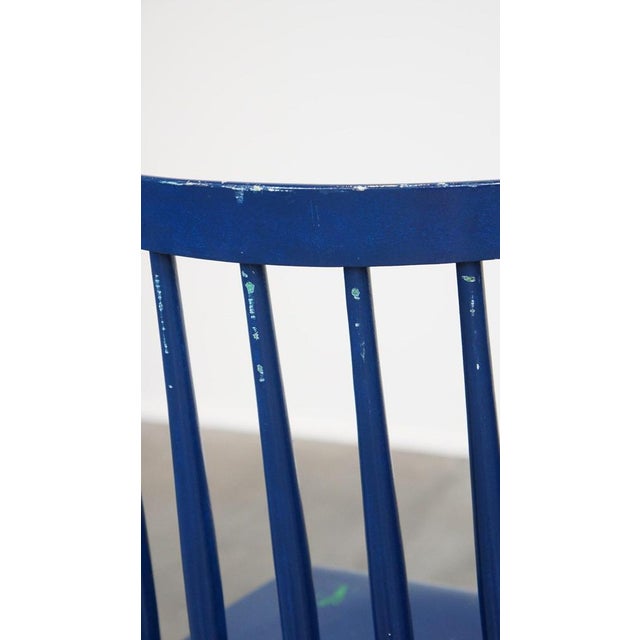 Blue Wooden Dining Chairs, 1960s, Set of 3 For Sale - Image 12 of 13
