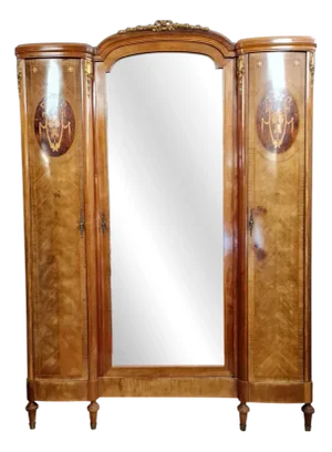 Louis XVI Wooden Wardrobe with Projecting Center, 1880s
