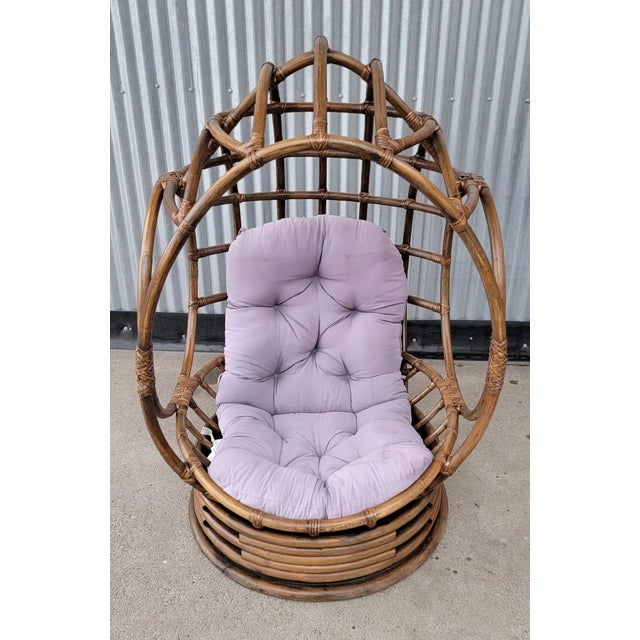 Bamboo Swivel Egg Chair Chairish