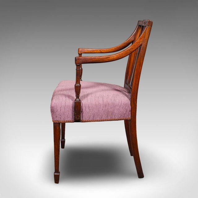 Early 19th Century Antique Morning Room Chair, English, Desk, Elbow Seat, Sheraton Taste, Georgian For Sale - Image 5 of 10