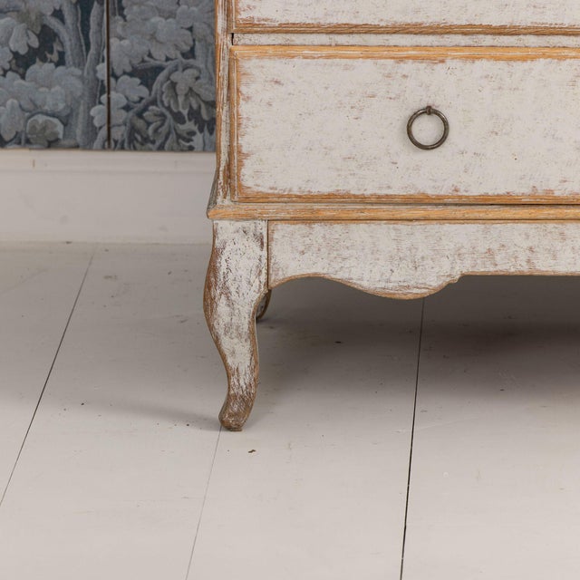 Swedish Two-Part Painted Linen Press Cabinet, 18th C. Rococo Period For Sale - Image 10 of 15