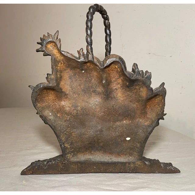 Huge Antique Original Cast Iron Flower Basket Bouquet Heavy Figural Doorstop For Sale - Image 11 of 12