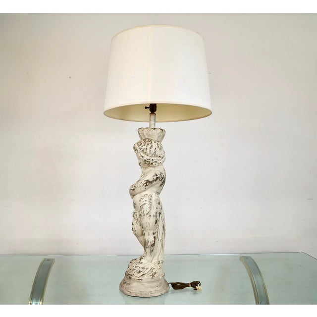 Anthropologie 1960s Poured Concrete Greek Figural Table Lamp For Sale - Image 4 of 12