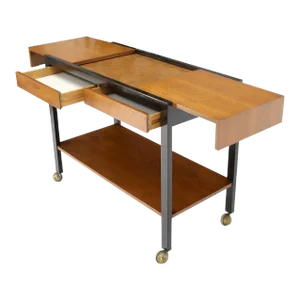 Harvey Prober Expandable Rolling Serving Two Tier Cart Table Console