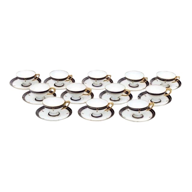 1930s Art Deco Rosenthal Porcelain Demitasse Cups & Saucers Set for 12 For Sale