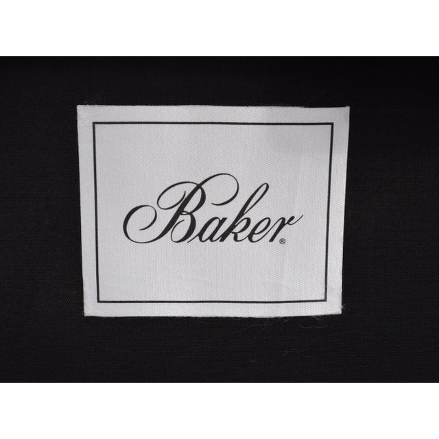 Baker Furniture Castle Corner Chairs, Walnut, Upholstery, Modern Usa For Sale - Image 11 of 11