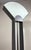 Unusual floor lamp, Italy. Foot and three-pice stem in black steel tear plate, white glass lamp shade. Halogen, switch...