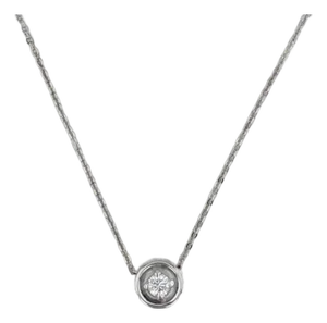 0.12ct Diamond Round Solitaire Pendant Necklace 14k White Gold 18" Cable Chain