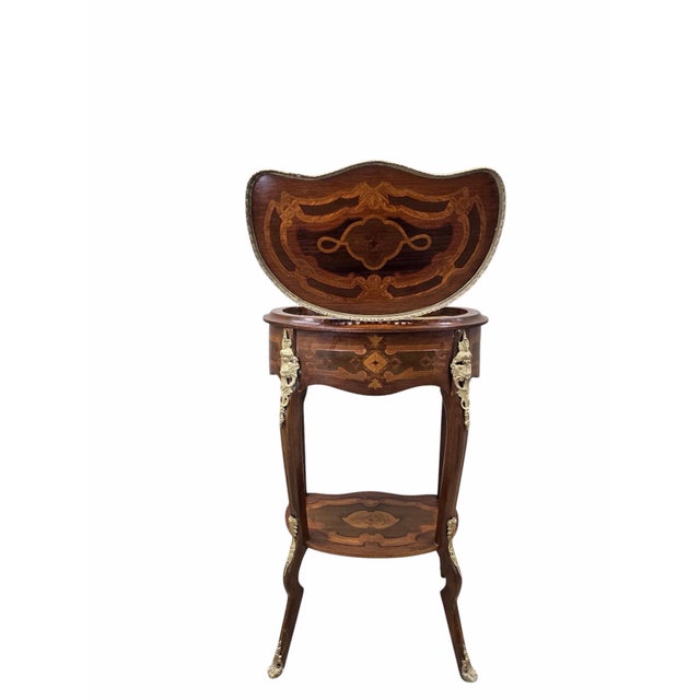 Vintage French Louis XV Style Marquetry Jewelry Cabinet For Sale - Image 4 of 9