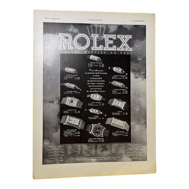 1934 French Ad Rolex Omega Print For Sale