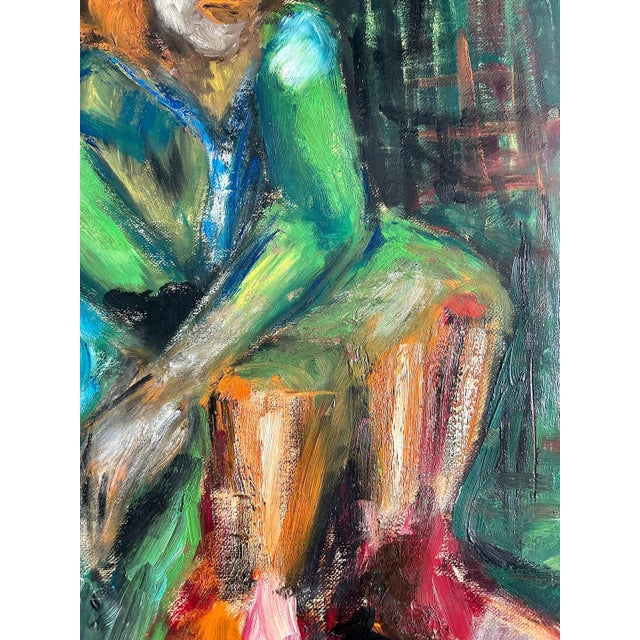 French Artist, Portrait of Red Haired Woman, 1940s, Oil on Canvas For Sale - Image 17 of 18