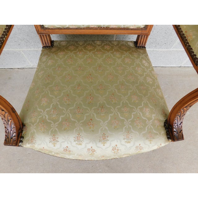 Textile French Louis XVI Style Armchairs From the Late 19th Early 20th Century a Pair For Sale - Image 7 of 12