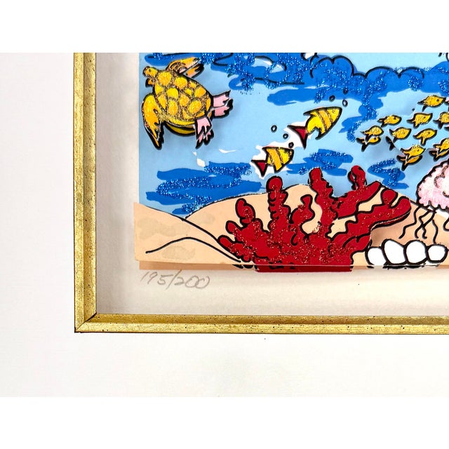 Charles Fazzino, Sun and Fun, Hand Signed 3d Mixed Media, 31 X 38 In. Framed, 1988 For Sale - Image 4 of 5