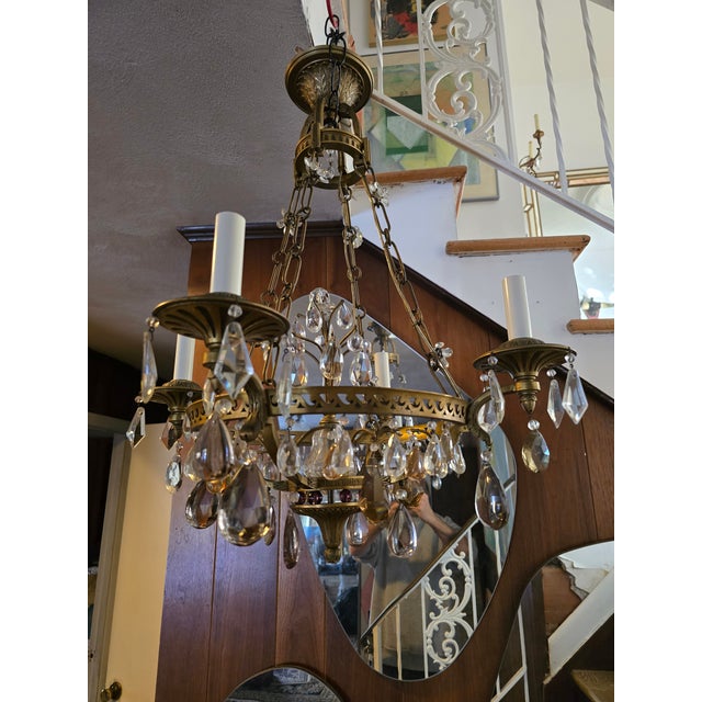 Antique Bronze Crystal Maison Bagues Style Chandelier For Sale - Image 11 of 12