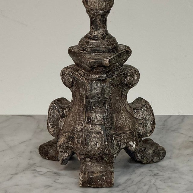 Pair of 18th Century Italian Baroque Silver Gilded Candlesticks For Sale - Image 16 of 18