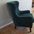 Mid-Century Modern Vintage Green Velvet Wingback Arm Chair For Sale - Image 3 of 4