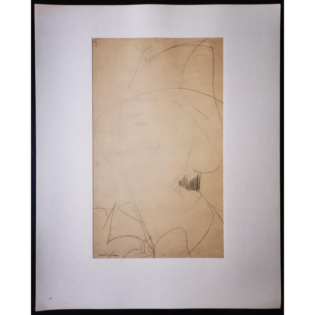 Artist: amedeo modigliani, d'après title: "head of woman with hat" authentic plate from the lithographic collection...