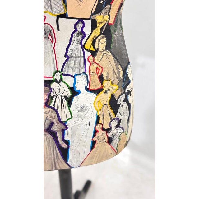 Wood Wooden Mannequin Bust with Fashion Collages, Paris, 1970s For Sale - Image 7 of 18