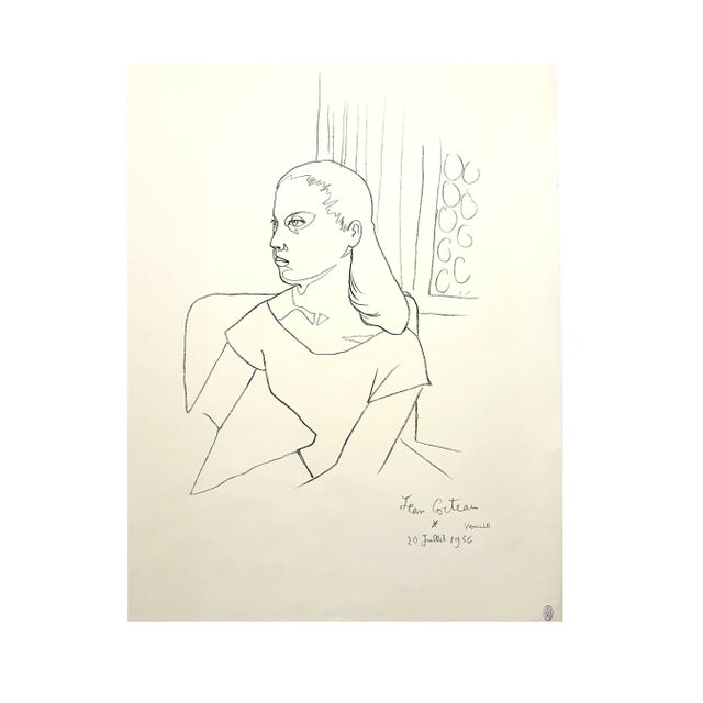 Jean Cocteau - Young Girl - Original Lithograph Signed and dated in the plate Stampsigned Dimensions: 53 x 42 cm 1956...