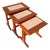 Mid-Century Teak and Cream Tile Nest of Three Tables Compact, 1960s, Set of 3 For Sale
