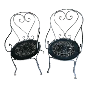 C.2000 Wrought Iton Garden Patio Arm Chairs a Pair