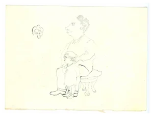 Mino Maccari, The Authority of Fatherhood, Original Drawing, 1950s