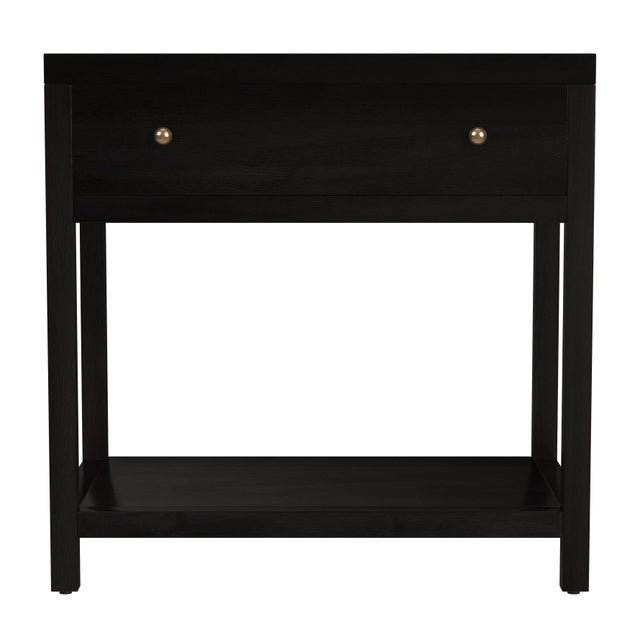 Spritely Home Accent Furniture Nora 30 in. W Rectangular Wood 1 Drawer Wide Nightstand with Lower Open Shelf, Antique Coffee For Sale - Image 4 of 8