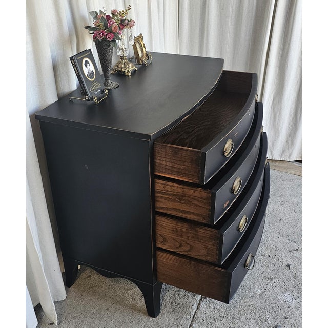 Black Vintage Chest of Drawers, Distressed For Sale - Image 9 of 11