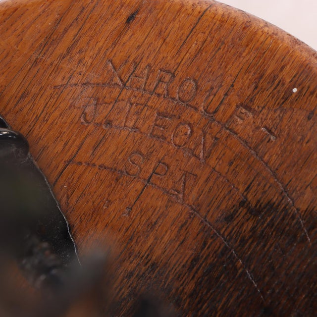 Pair of Artist-Made Iron and Oak Stools, C 1960 For Sale - Image 4 of 5
