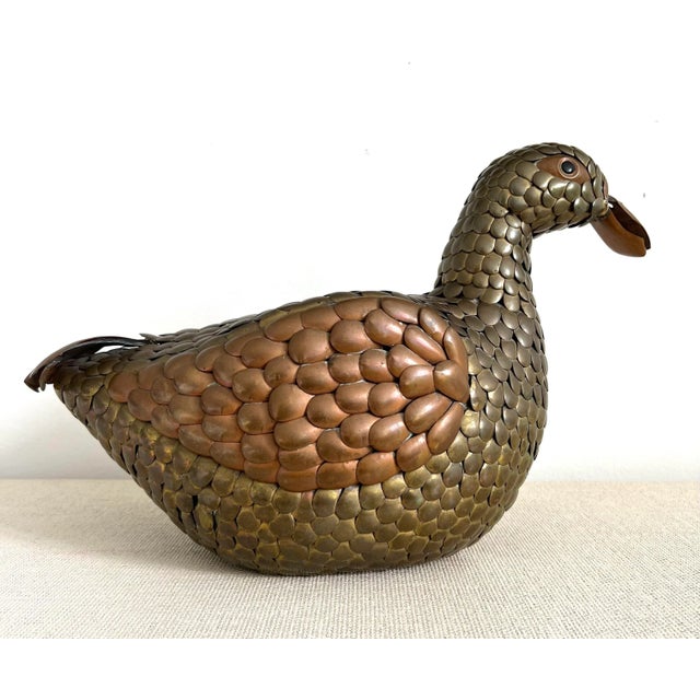 Large Sergio Bustamante Style Vintage Metal Sitting Duck For Sale In Miami - Image 6 of 12