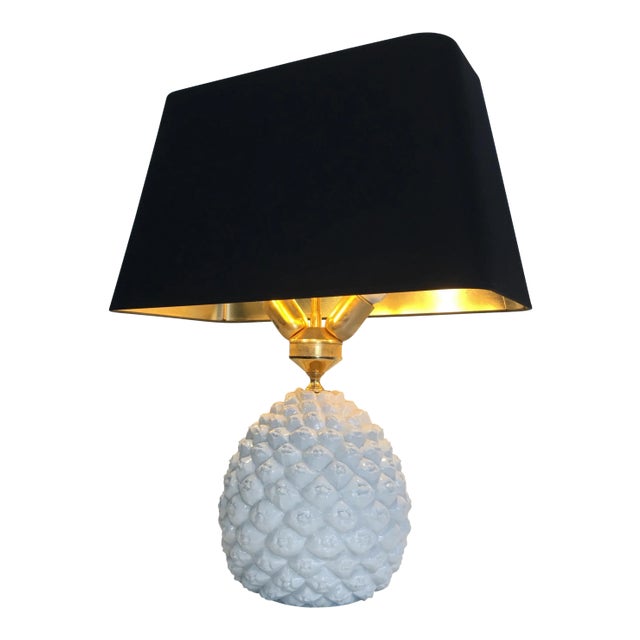 Design Pineapple Porcelain Table Lamp, Italy, circa 1970 For Sale