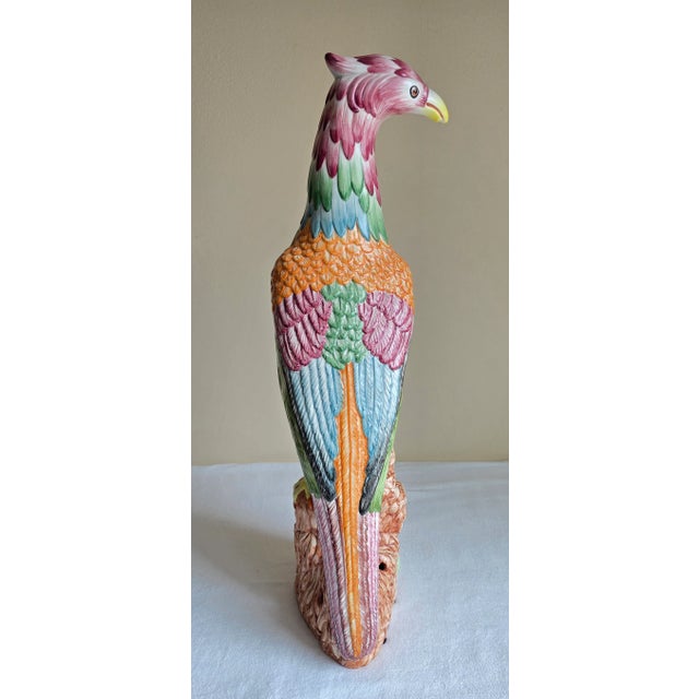 Traditional Vintage Mottahedeh Porcelain Colorful Bird Parrot Phoenix Figure Statue, Made in Italy For Sale - Image 3 of 10