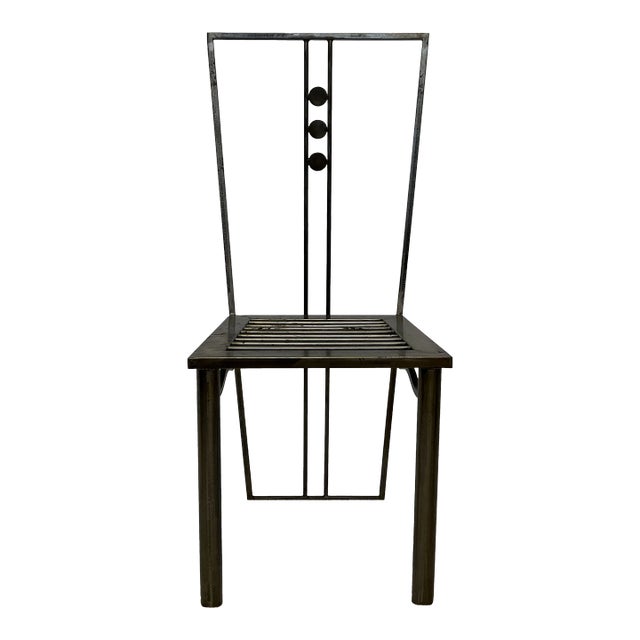 Postmodern Sculptural Studio Crafted Steel Dining or Side Chair, 1990s For Sale