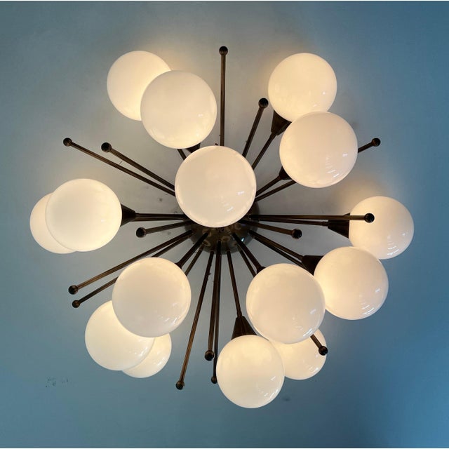 White 21st Century Mezzo Bronze Glossy White Murano Flush Mount by Fabio LTD For Sale - Image 8 of 9