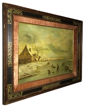 Winter Landscape, Late 1700s, Oil on Panel, Framed