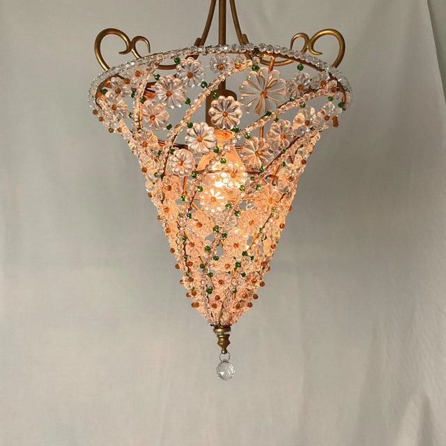 Mediterranean 1980s Italian Glass Beaded Pendant Light For Sale - Image 3 of 12