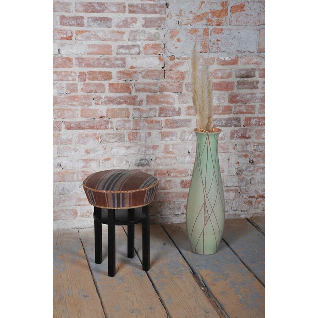 Black Vintage Art Deco Stool in Oak, 1920s For Sale - Image 8 of 9