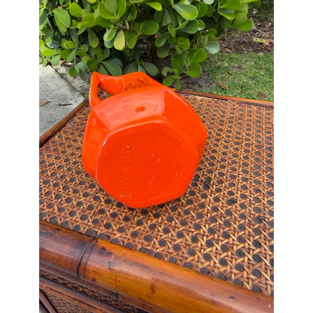 1984 Atomic Orange Art Pottery Ewer by Cherokee Pottery For Sale - Image 10 of 10
