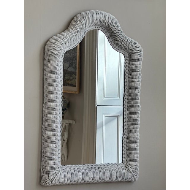 Mid 20th Century 20th Century White Wicker Wall Mirror For Sale - Image 5 of 12