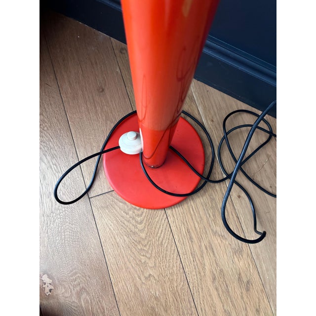 Vintage Floor Lamp in Orange Lacquered Metal, 1970s For Sale - Image 4 of 5
