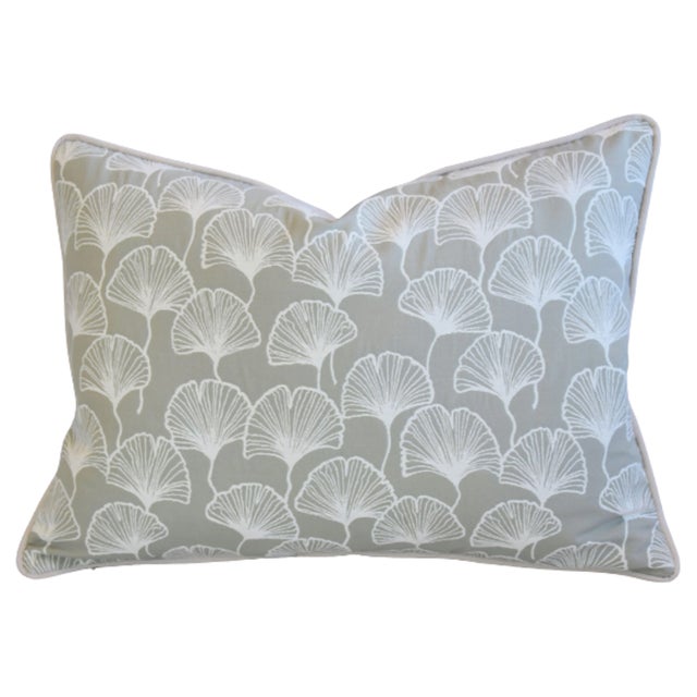 Designer Fabricut Fabrics Isetta Fan Ginkgo Leaves Feather/Down Pillow For Sale In Los Angeles - Image 6 of 6