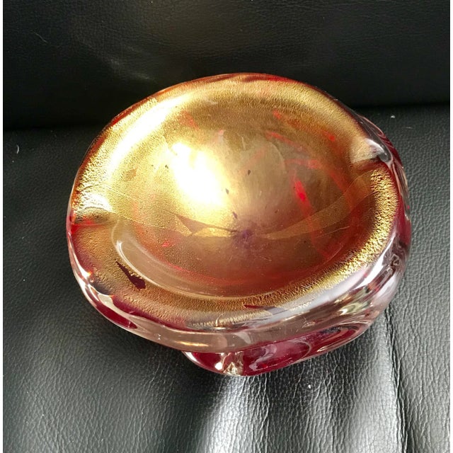 Vintage Red and Gold Murano Ashtray / Bowl For Sale In San Diego - Image 6 of 7