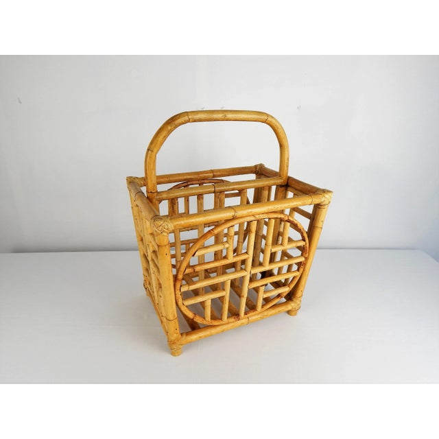 Mid 20th Century Asian Motif Bamboo Magazine Rack For Sale - Image 5 of 9
