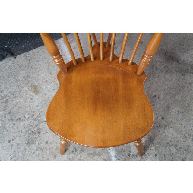 Late 20th Century 6 Ethan Allen Duxbury Maple Colonial Windsor Fiddleback Dining Chairs For Sale - Image 10 of 14